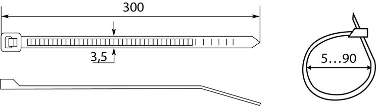 Хомути кабельні CHS 300 х 4 мм білі (упак 100шт), 13970