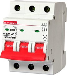 Модульний автоматичний вимикач e.mcb.stand.45.3.C10, 3р, 10А, C, 4,5 кА, 17375