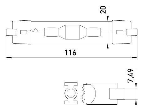 Лампа металлогалогенная e.lamp.mhl.rх7s.70, патрон rх7s, 70Вт, 16875, l0150003, 4200