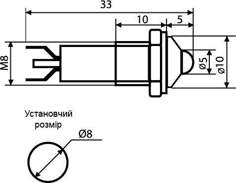 Сигнальна арматура AD22B-8 зелена 220V AC