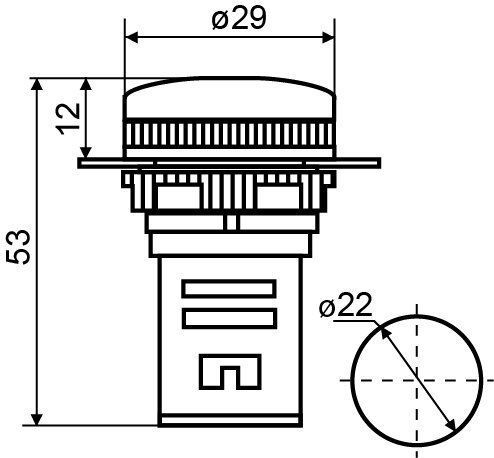 Сигнальна арматура AD22-22DS червона 220V АC