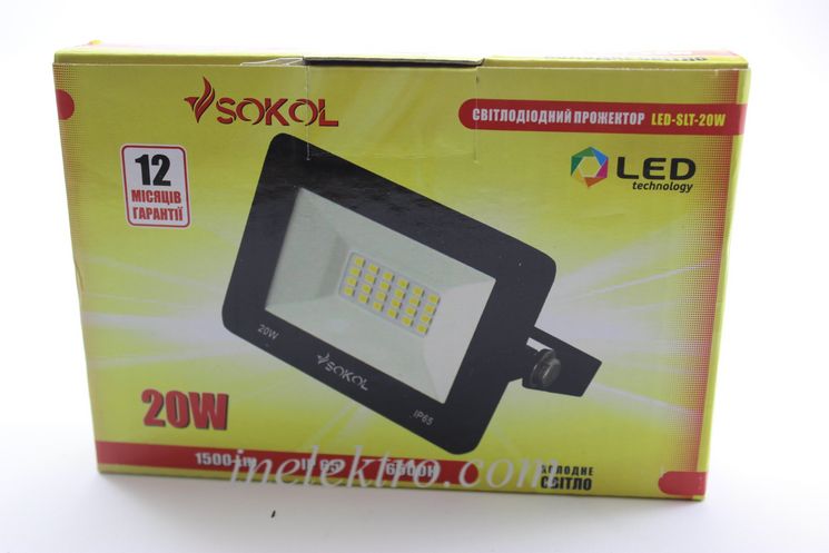 Світлодіодний прожектор LED-SLT-20Вт TM Sokol, 99312, 6500