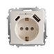 Розетка белая 1-я с заземлением + 2USB ( Type C+A ) без рамки EL-BI ZENA