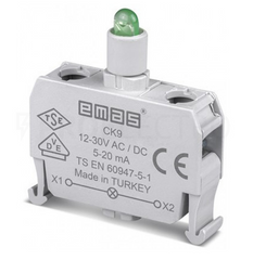 Блок-контакт подсветки с зеленым светодиодом 12-30 В AC/DC CK9, EMAS