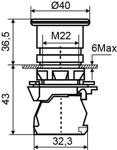 TB5-AC42 Кнопка "грибок" (d 40 мм) "Стоп" червона