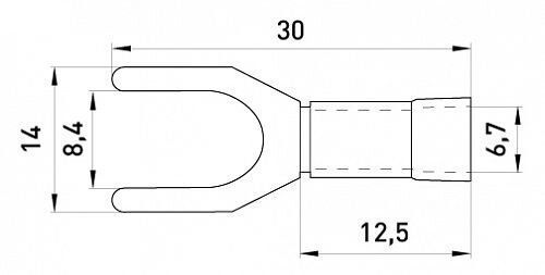 Изолированный наконечник вилочный e.terminal.stand.sv.5,5.8.black 4-6 кв.мм, черный