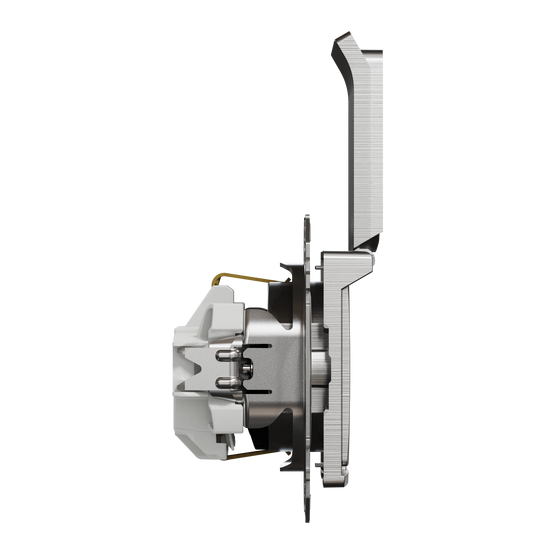 Розетка с заземлением, со шторками и крышкой Матовый алюминий Sedna Elements Schneider SDD170024, Матовый алюминий
