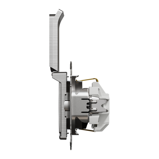 Розетка с заземлением, со шторками и крышкой Матовый алюминий Sedna Elements Schneider SDD170024, Матовый алюминий