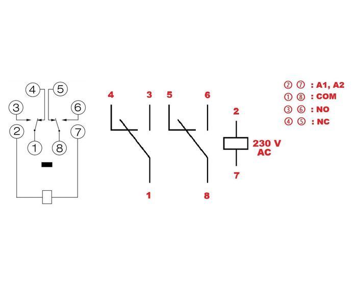 Реле многорежимное 2п.к. 8Р 10А 230В AC Schrack