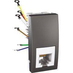 Телефонная розетка RJ12 6 контактов под винт 1М Графит MGU3.491.12 UNICA Schneider, 8014, Графит