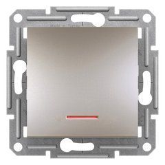 Выключатель 1-ый с подсветкой Бронза EPH1400169 ASFORA plus Schneider Electric самозаж. контакты, 9937, Бронза