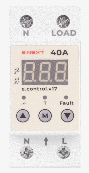 Реле контролю напруги (2модулі) однофазне 40А з індикацією e.control.v17 E.NEXT