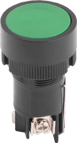 Кнопка пластиковая с фиксацией e.mb.eh135 зеленая 1NO+1NC, 16314