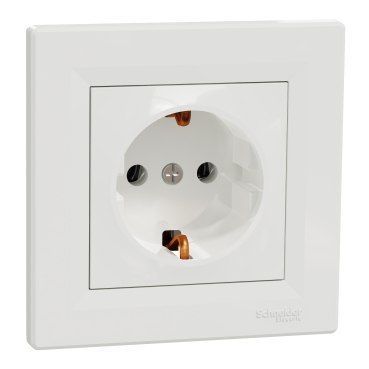 Розетка з заземленням EPH2900121 біла ASFORA Schneider Electric, 0638, Білий