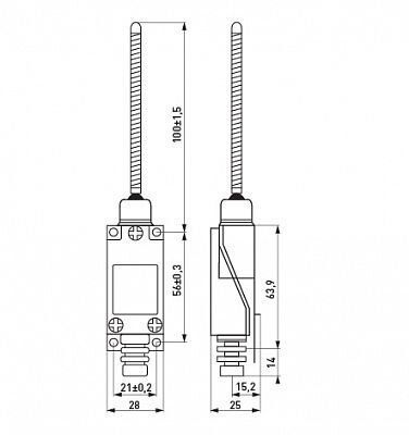 Выключатель концевой e.limitswitch.09, 5А, 1NO+1NC, рычаг-эксцентрик