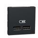 Schneider Розетка USB подв. 2.1А 2 модуля антр, 22978, Антрацит