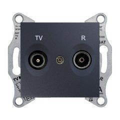 Розетка TV/R проходная SDN3301870 Графит Sedna Schneider, 7386, Графит