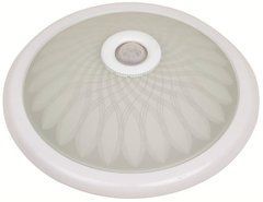 Плафон стельовий метал/скло з датчиком руху Е-27 (2*25 ЛОН) lIGHTNING FIXTURE+SENSOR HOROZ, серебряный, &Oslash;300х100, 400-000-112