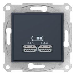 USB розетка 2,1A SDN2710270 Графит Sedna Schneider, 7337, Графит