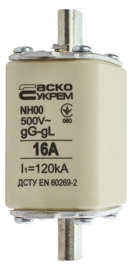 Предохранитель ножевой з плавкою вставкою NH00 16A gG АСКО