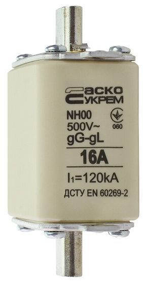 Предохранитель ножевой з плавкою вставкою NH00 16A gG АСКО