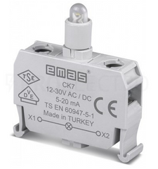 Блок-контакт подсветки с синим светодиодом 12-30 В AC/DC CK7, EMAS