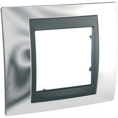 Рамка 1-постова "Хром блискучий" Графіт MGU66.002.210 Unica Top Schneider, 8493, Хром