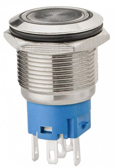 TYJ 19-271 12V зеленая кнопка метал. с подсв. 1NO+1NC