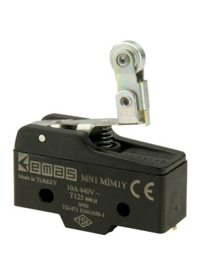 Міні-вимикач MN1MIM1Y з металевим роликом та пружиною на короткому важілі EMAS