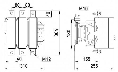 Контактор e.industrial.ukc.800.220, 800А, 220В, no