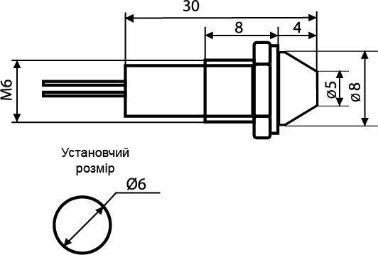 Сигнальна арматура AD22C-6 червона 24V AC/DC