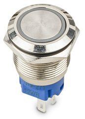 TYJ 19-271 12V синяя кнопка метал. с подсв. 1NO+1NC
