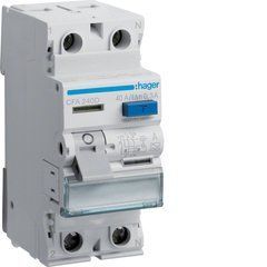 Пристрій захисного відключення ПЗВ 2P 6kA 40A 300mA A Hager, 40