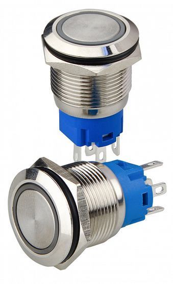 TYJ 19-271 12V синя Кнопка метал. з підсв. 1NO+1NC НОВИНКА