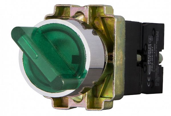 XB2-BK2365 Кнопка зелена поворотна 2-о поз. з підсвічуванням, 13176