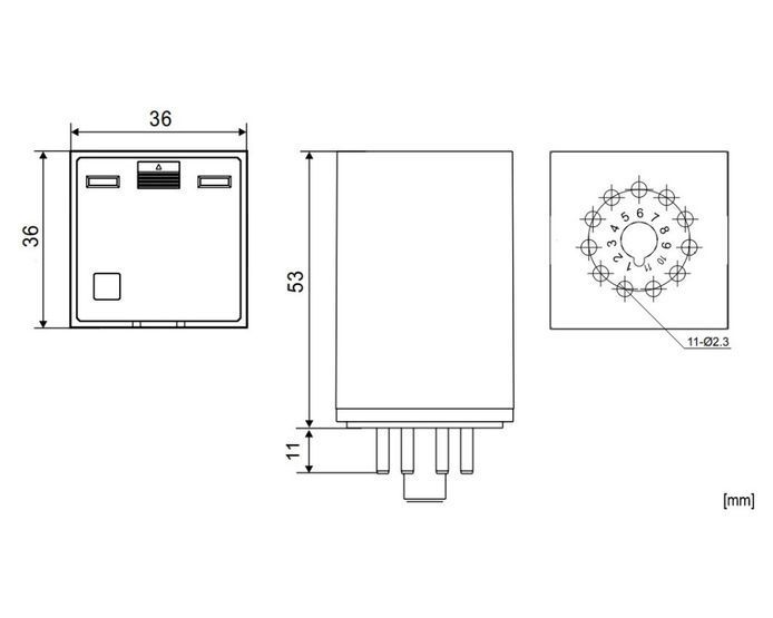 Реле проміжне MU3 3CO 11РIN 10А 24В DC з LED Schrack
