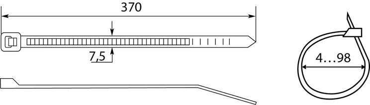Хомути кабельні CHS 370 х 8 мм білі (упак 100шт)