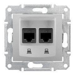 Розетка компьютерная двойная RJ45 cat.5e STP SDN4600160 Алюминий Sedna Schneider, 7440, Алюминий