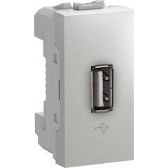Розетка USB 2.0 1М Алюміній MGU3.429.30 Unica Schneider, 7945, Алюміній