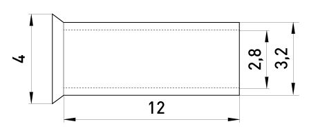 Неізольований наконечник e.terminal.stand.en.4.12 4,0 кв.мм, L=12 мм