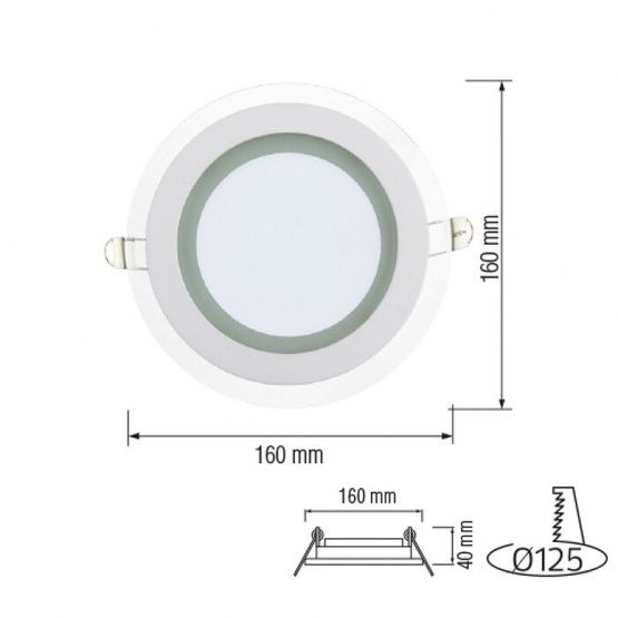 Светодиодный светильник 12Вт 4200К стекло Clara-12 встраиваемый круг HOROZ, 016-016-0012-030, 4200