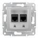 Розетка комп'ютерна подвійна RJ45 cat.5e STP SDN4600160 Алюміній Sedna Schneider, 7440, Алюміній