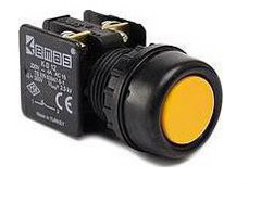 Кнопка KB14RS управління нажимна жовта з водозахисним кільцем EMAS