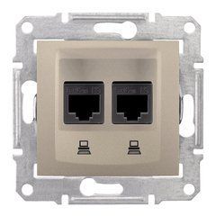 Розетка компьютерная двойная RJ45 cat.5e STP SDN4600168 Титан Sedna Schneider, 7441, Титан