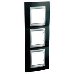 Рамка 3-постова вертикальна "Чорний родій" Алюміній MGU66.006V.093 Unica Top Schneider, 8596, Чорний родій