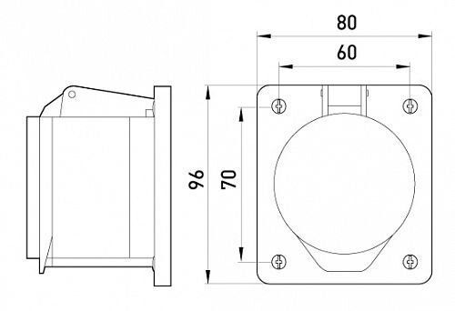 Силовая розетка встраиваемая e.socket.pro.4.32.wall, 4п., 380В (424)