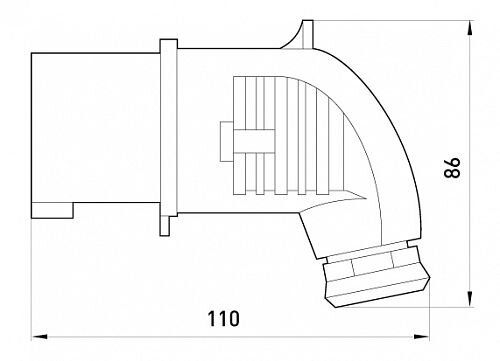 Силова вилка переносна кутова 2Р+Z, 250В,16A,IP44