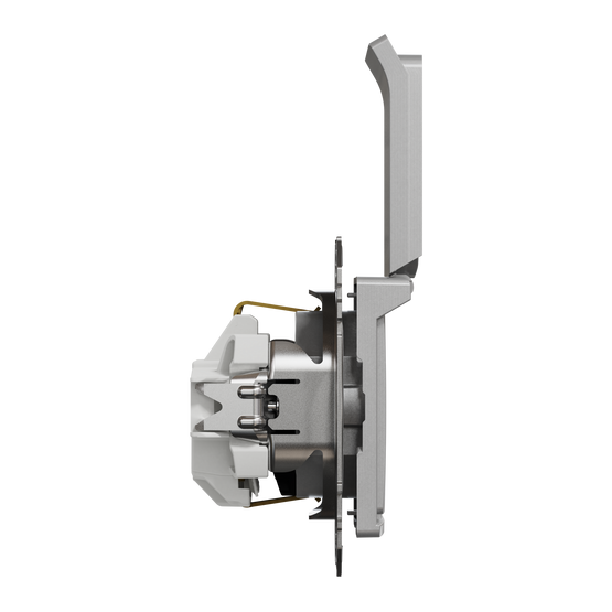 Розетка с заземлением, со шторками и крышкой Алюминий Sedna Design Schneider SDD113024, Алюминий