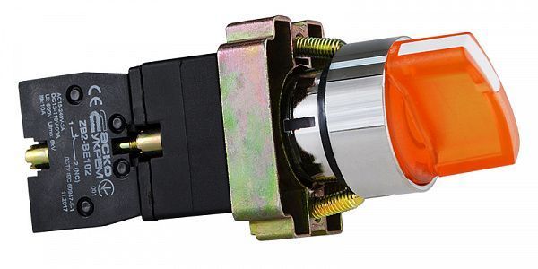 XB2-BK2565 Кнопка жовта поворотна 2-поз. з підсвічуванням