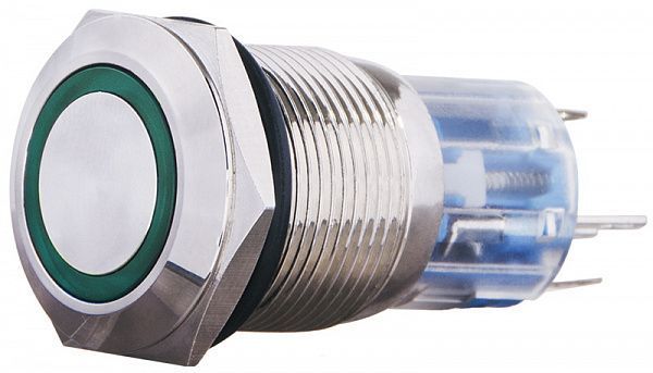 TYJ 19-271 220V зелена Кнопка метал. з підсв. 1NO+1NC